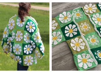 Vintage Retro Daisy Granny Square Cardigan Free Crochet Pattern