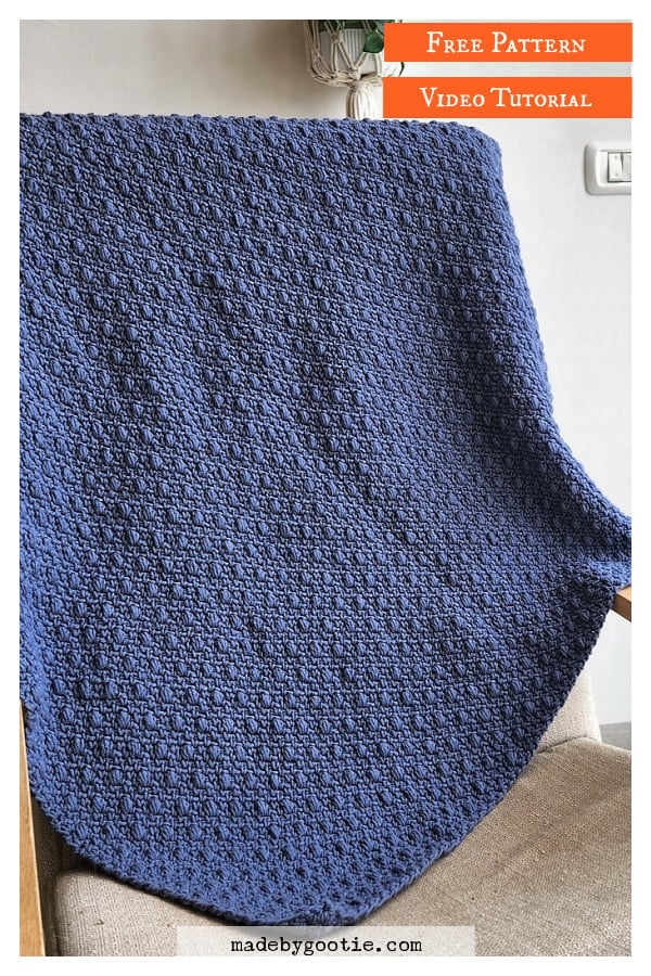 C2C Moss Stitch Blanket Free Crochet Pattern and Video Tutorial