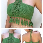 Crop Halter Leaves Top Free Crochet Pattern and Video Tutorial