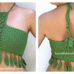 Crop Halter Leaves Top Free Crochet Pattern and Video Tutorial