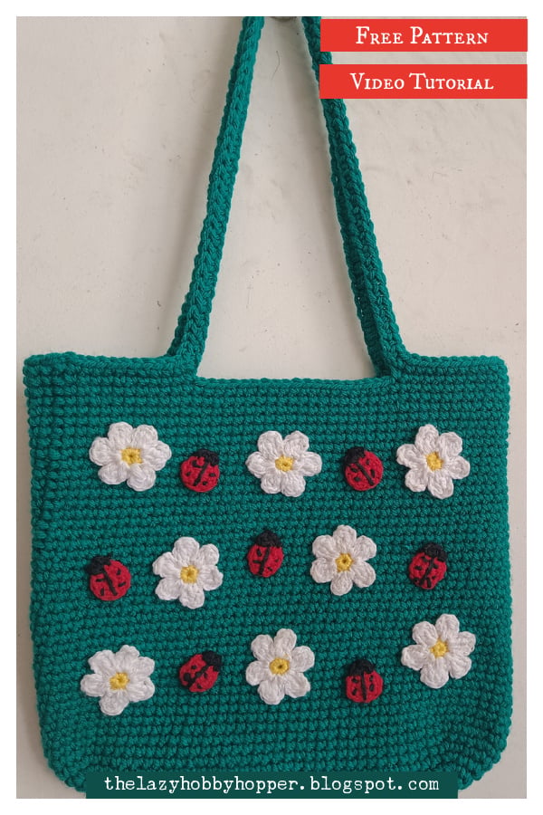 Daisies and Lady Bugs Bag Free Crochet Pattern and Video Tutorial