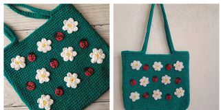 Daisies and Lady Bugs Bag Free Crochet Pattern and Video Tutorial