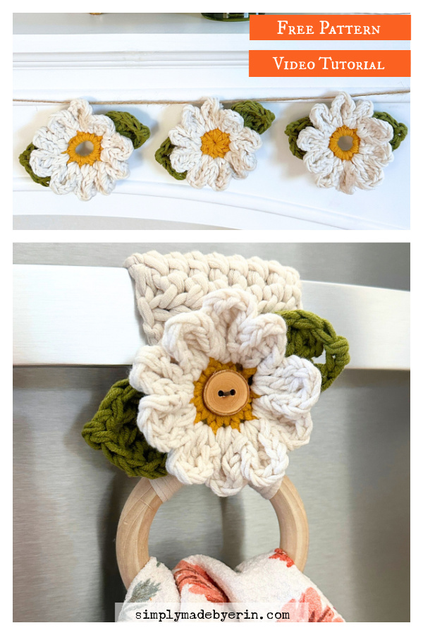 Daisy Flower Appliqué Free Crochet Pattern and Video Tutorial