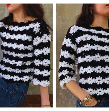 Easy Flower Sweater Free Crochet Pattern and Video tutorial