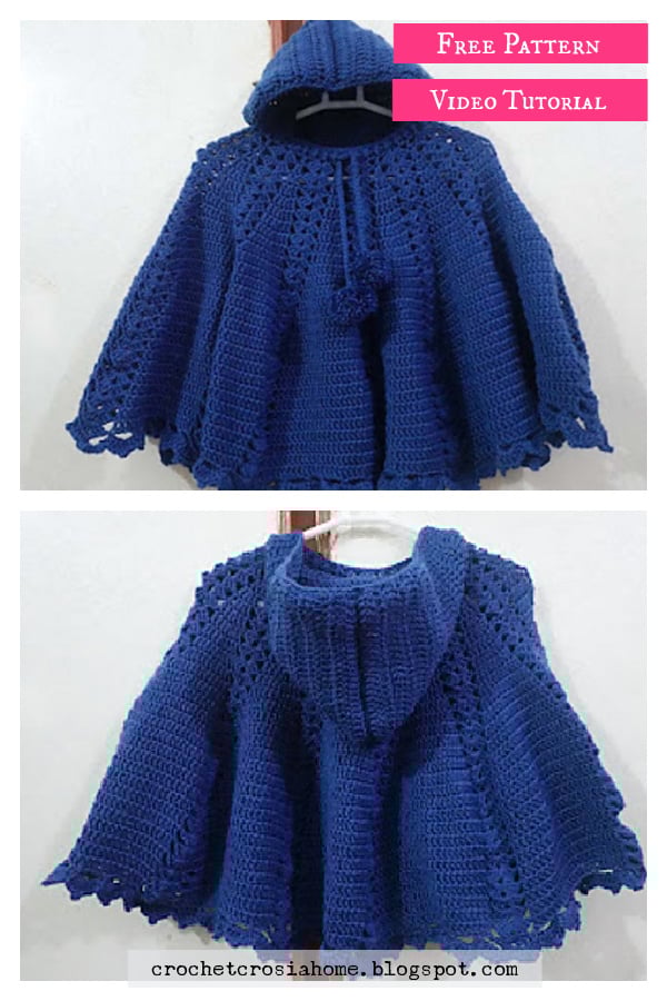 Girls Hooded Poncho Free Pattern and Video Tutorial