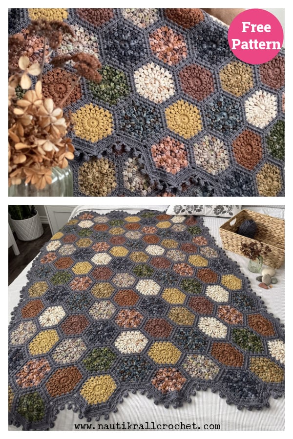Hygge Burst Hexie Blanket Free Crochet Pattern