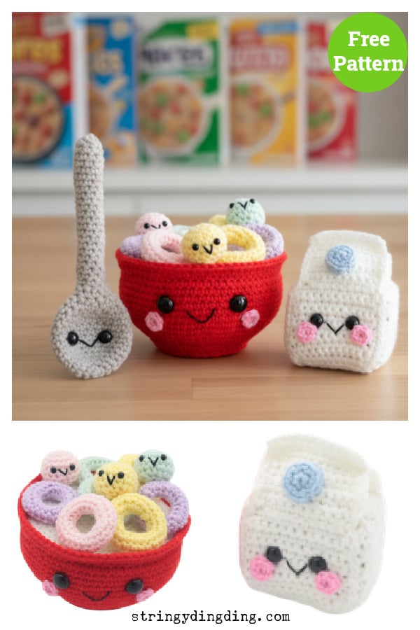 Milk and Cereal Bundle Amigurumi Free Crochet Pattern
