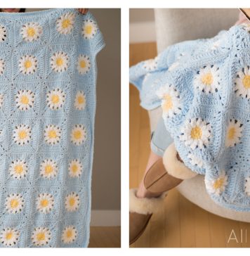 Plush Daisy Blanket Free Crochet Pattern and Video Tutorial