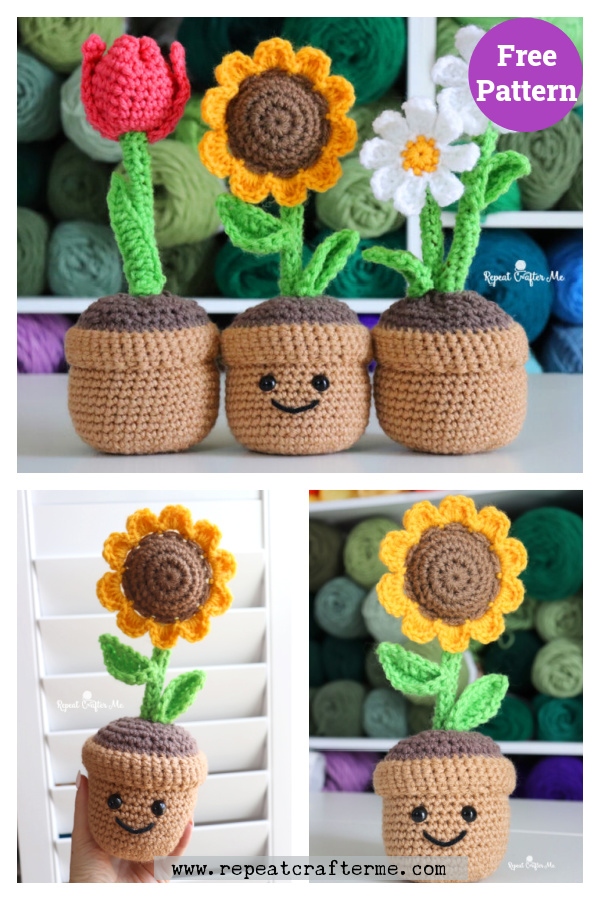 Potted Flower Plants Free Crochet Pattern