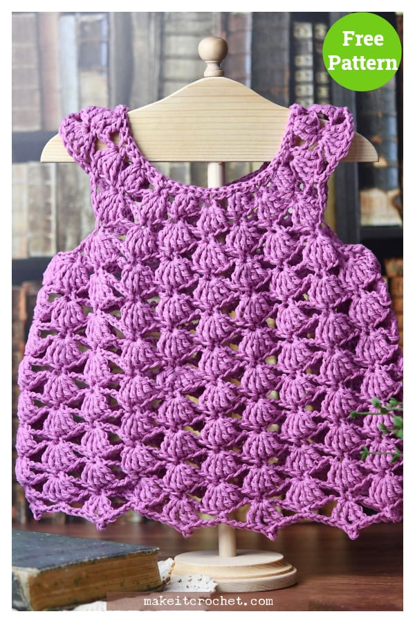 Shell Stitch Baby Dress Free Crochet Pattern