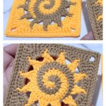 Spiral Sun Granny Square Crochet Pattern