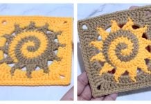 Spiral Sun Granny Square Crochet Pattern