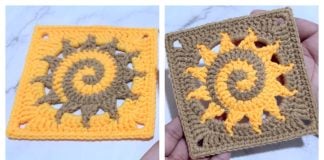 Spiral Sun Granny Square Crochet Pattern