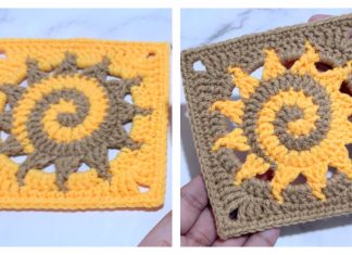 Spiral Sun Granny Square Crochet Pattern Spiral Sun Granny Square Crochet Pattern