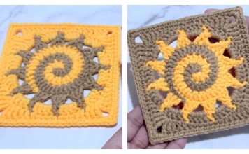 Spiral Sun Granny Square Crochet Pattern