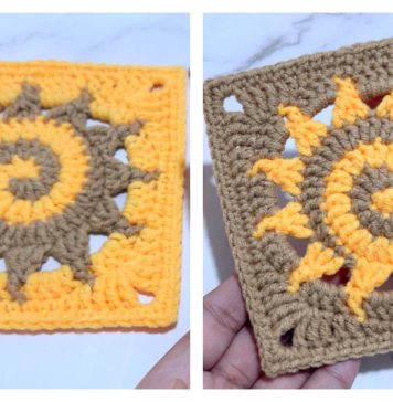 Spiral Sun Granny Square Crochet Pattern