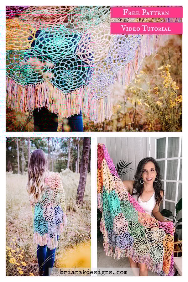 Stash Buster Motif Shawl Free Crochet Pattern and Video Tutorial