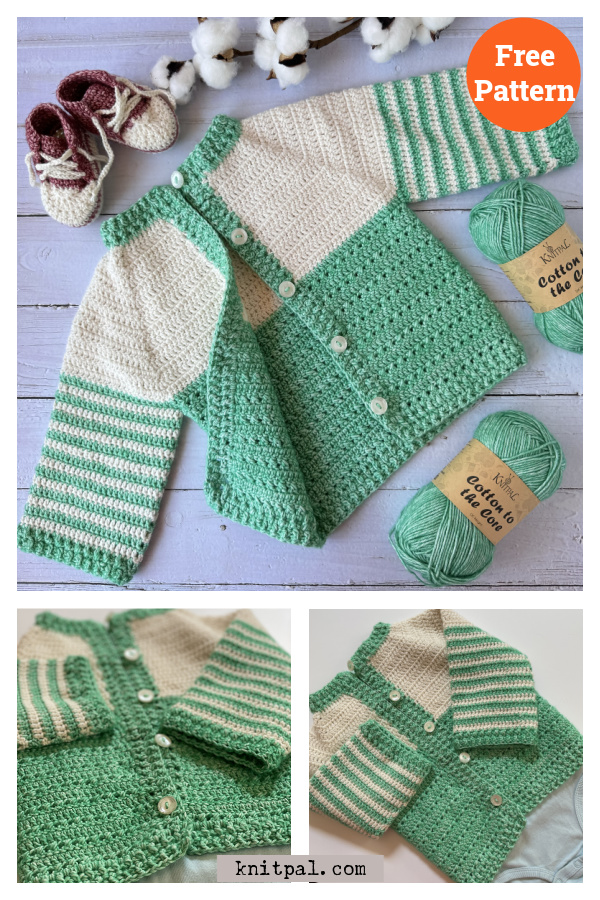 Sweet Stripes Baby Cardigan Free Crochet Pattern