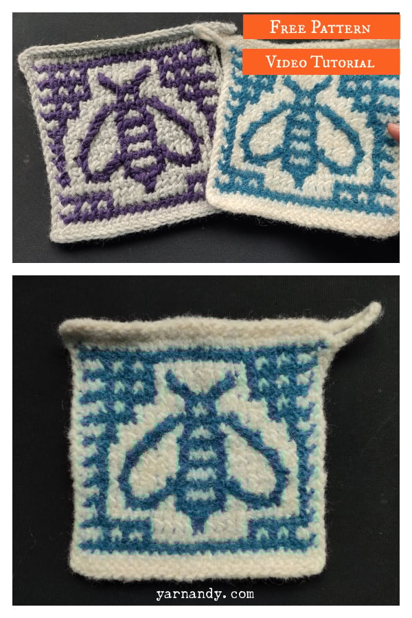 Tunisian Mosaic Bee Potholder Free Crochet Pattern and Video Tutorial