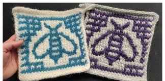 Tunisian Mosaic Bee Potholder Free Crochet Pattern and Video Tutorial