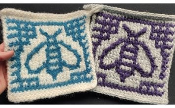 Tunisian Mosaic Bee Potholder Free Crochet Pattern and Video Tutorial
