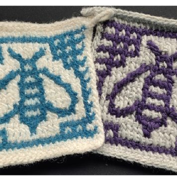 Tunisian Mosaic Bee Potholder Free Crochet Pattern and Video Tutorial