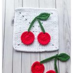 Cherry Applique Granny Square Free Crochet Pattern