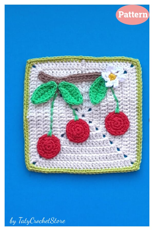 Cherry Granny Square Crochet Pattern