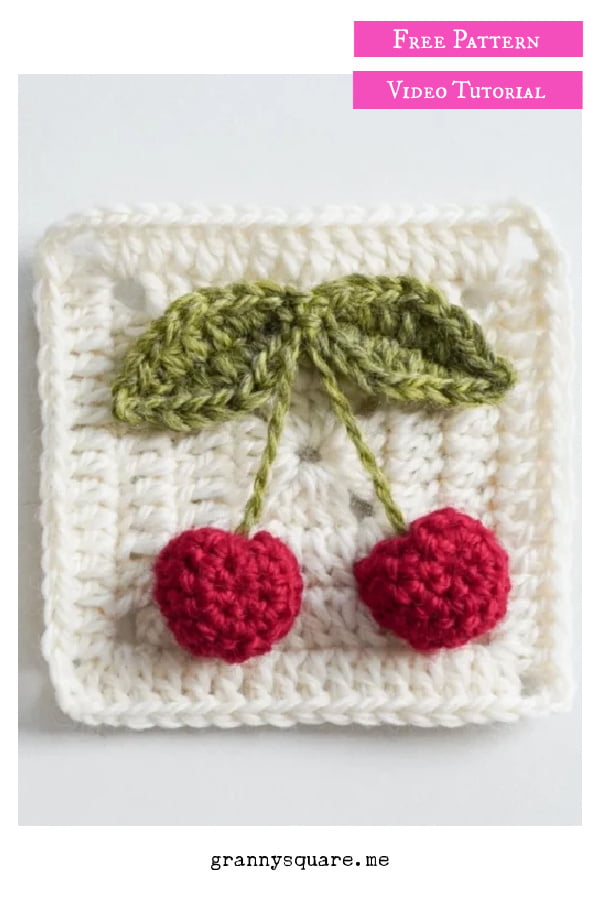 Cherry Granny Square Free Crochet Pattern and Video Tutorial