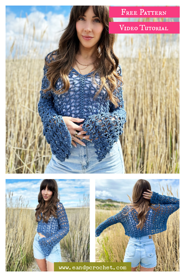 Coastal Belle Crop Free Crochet Pattern and Video Tutorial