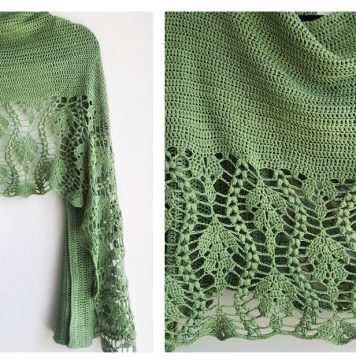 Drifting Leaves Shawl Free Crochet Pattern