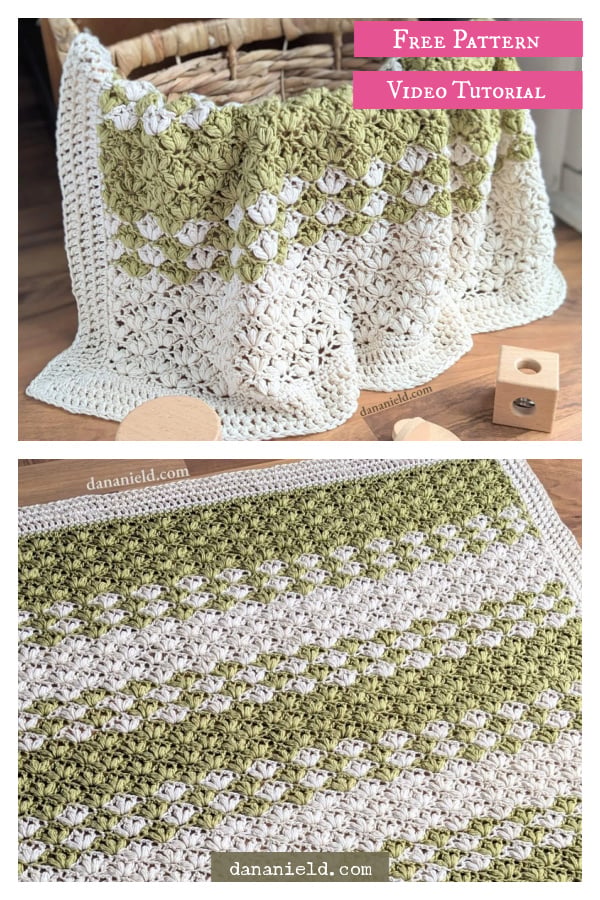 Lotus Stitch Baby Blanket Free Crochet Pattern and Video Tutorial