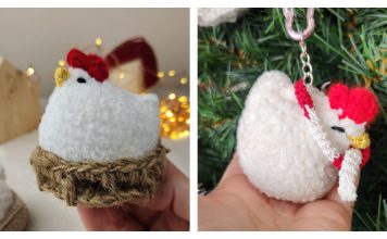 Mini Plush Chicken in Basket Free Crochet Pattern and Video Tutorial