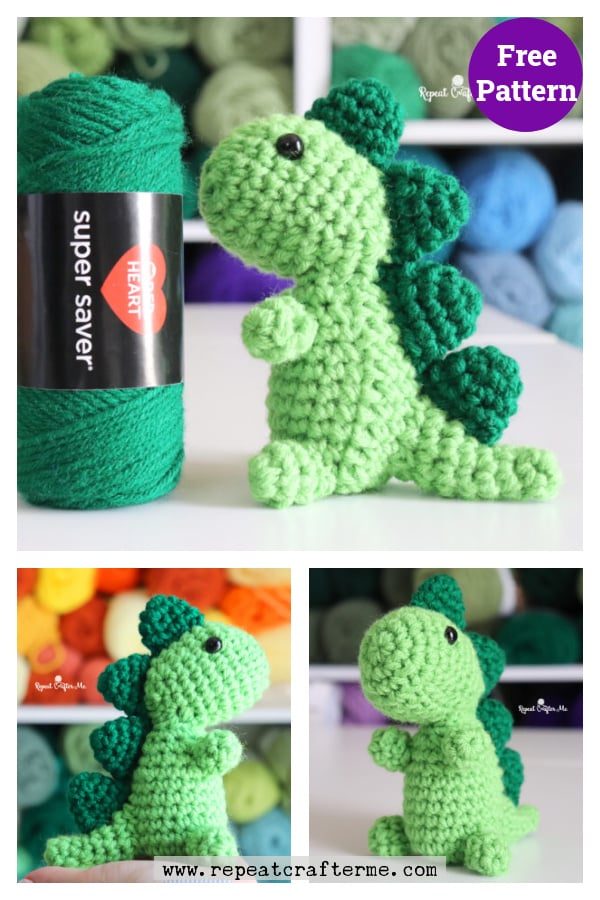 Mini Squish-A-Saurus Dinosaur Free Crochet Pattern