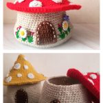 Mushroom Storage Basket Free Crochet Pattern and Video Tutorial