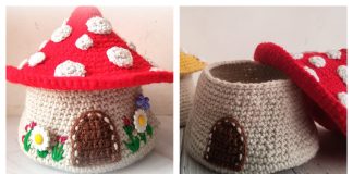 Mushroom Storage Basket Free Crochet Pattern and Video Tutorial