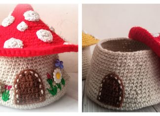 Mushroom Storage Basket Free Crochet Pattern and Video Tutorial