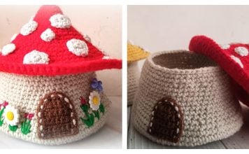 Mushroom Storage Basket Free Crochet Pattern and Video Tutorial