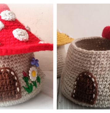Mushroom Storage Basket Free Crochet Pattern and Video Tutorial