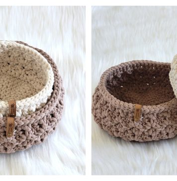 Round Nesting Basket Set Free Crochet Pattern