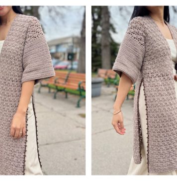 Side Slits Cardigan Free Crochet Pattern and Video Tutorial