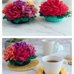 Sunflower Coasters in a Pot Free Crochet Pattern