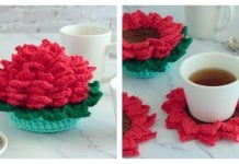 Sunflower Coasters in a Pot Free Crochet Pattern