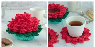 Sunflower Coasters in a Pot Free Crochet Pattern