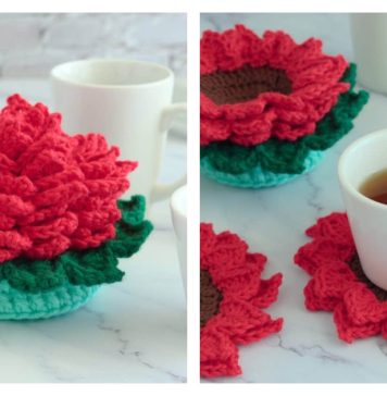 Sunflower Coasters in a Pot Free Crochet Pattern