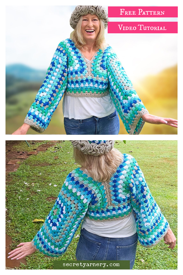 Two Granny Square Sweater Free Crochet Pattern and Video Tutorial