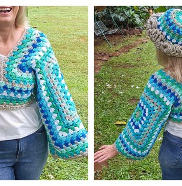 Two Granny Square Sweater Free Crochet Pattern and Video Tutorial