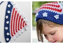 Americana Stars and Stripes Head Scarf Free Crochet Pattern