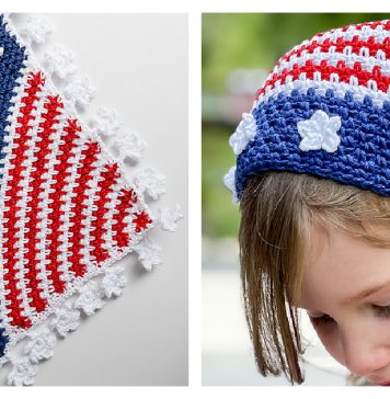 Americana Stars and Stripes Head Scarf Free Crochet Pattern
