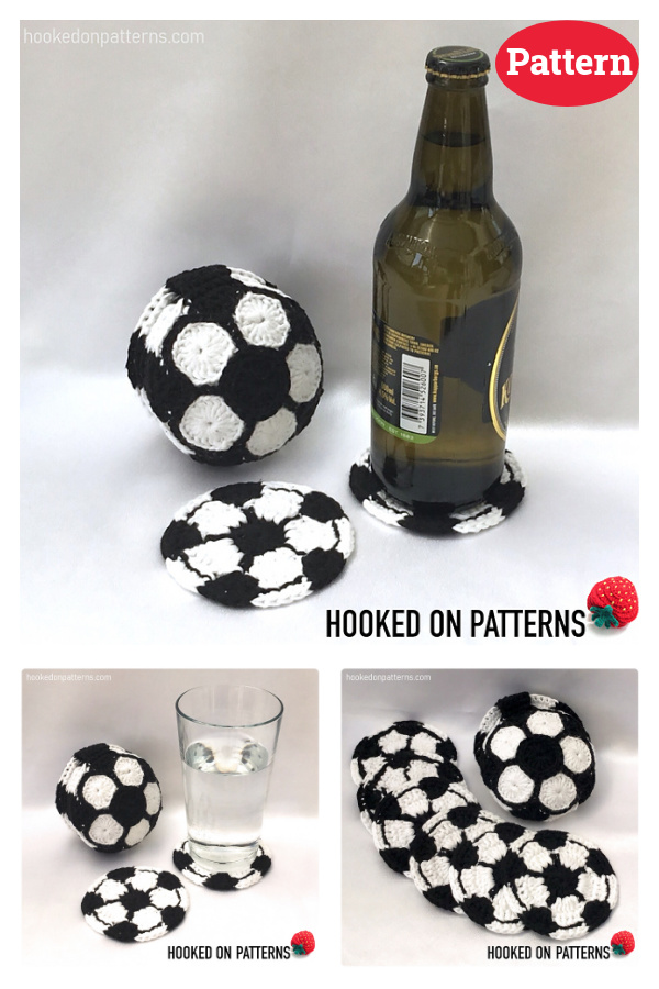 Football Soccer Ball Coaster Set Crochet Pattern